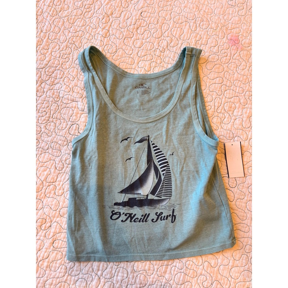 O'Neill Surf Sailboat Graphic Cropped Tank Top‎ Blue Nile Women's Large